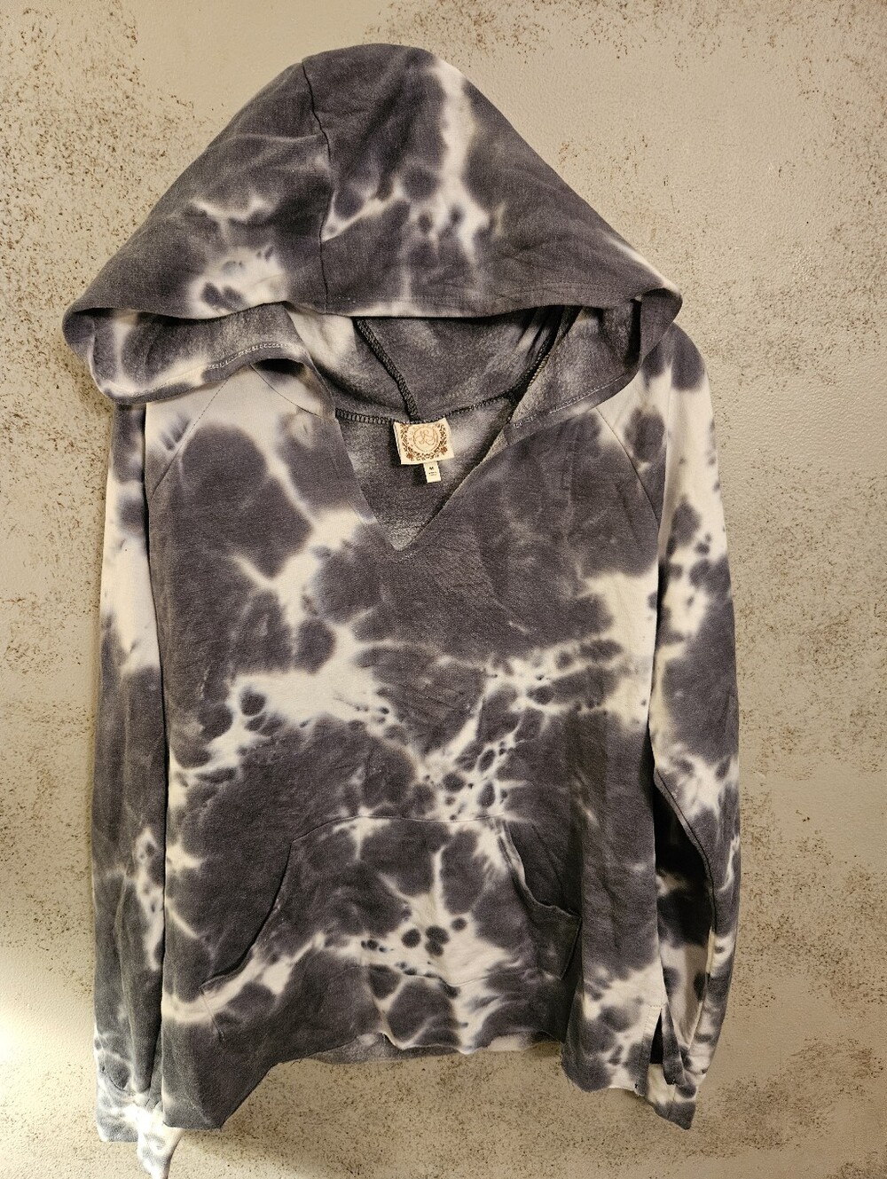 Truself Tie Dye Hoodie Sweatshirt Womens Medium black gray white